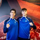 Lucas Lorente y Diego Miguel, en el acto de su presentación en Cárnicas Villar.