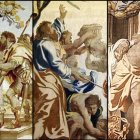 Tríptico con tres de los tapices flamencos de Oncala.