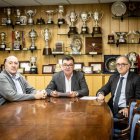 Javier Jiménez, Patricio de Pedro y Enrique Salvador en la Junta de Accionistas del Numancia del pasado viernes.