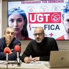 Pablo Soria y Gorka López, en la sede de UGT Soria.