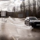 La inundación en los aledaños del río Duero en Garray era visible ayer.