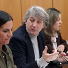 Carlos Martínez durante la reunión feminista este martes en Valladolid.