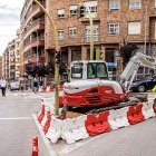 Preparativos de las obras en la plaza del Rosario.