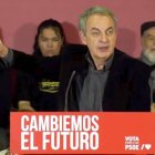 José Luis Rodríguez Zapatero interviene en el mitin en León, en una imagen de archivo.
