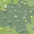 Mapa con la previsión del cielo este 15 de junio en la franja horaria de las 18 horas.