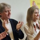 Carlos Martínez y la ministra Sara Aagesen, este sábado en Ponferrada durante el homenaje a Nevenka Fernández.