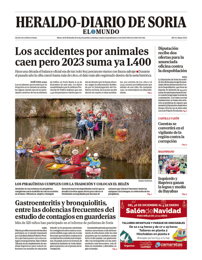 Portada De Heraldo Diario De Soria Del 26 De Diciembre De 2023