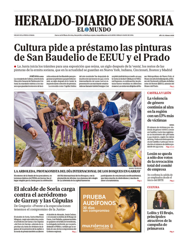 Portada de Heraldo-Diario de Soria de 21 de marzo de 2024.