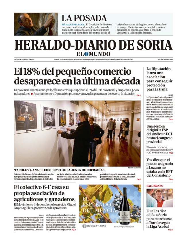 Portada de Heraldo-Diario de Soria de 22 de marzo de 2023