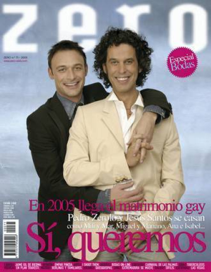 Zerolo y su marido, en portada de la revista 'Zero'.