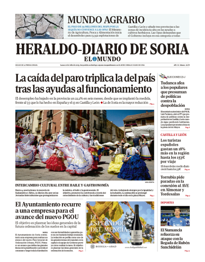 Portada de Heraldo-Diario de Soria del 10 de julio de 2023.