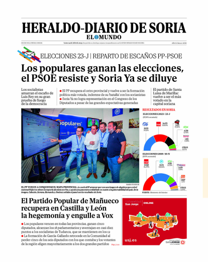 Portada de Heraldo-Diario de Soria del lunes 24 de julio de 2023.