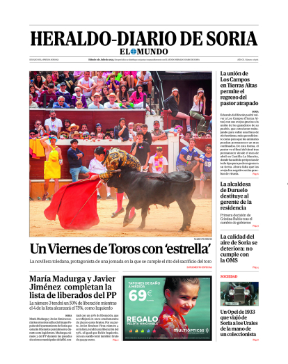Portada del 1 de julio de 2023 de Heraldo Diario de Soria