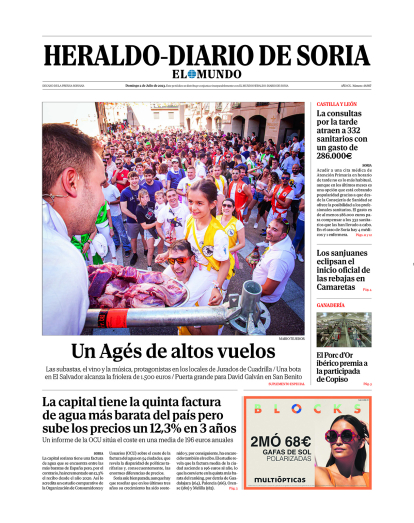 Portada de Heraldo-Diario de Soria del 2 de julio de 2023