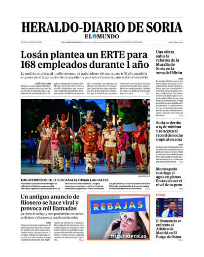 Portada de Heraldo-Diario de Soria del 24 de agosto de 2023.