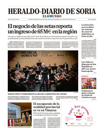 Portada de Heraldo-Diario de Soria de 24 de septiembre de 2023.