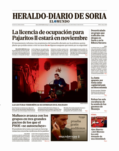 Portada de Heraldo-Diario de Soria de 26 de octubre de 2023.