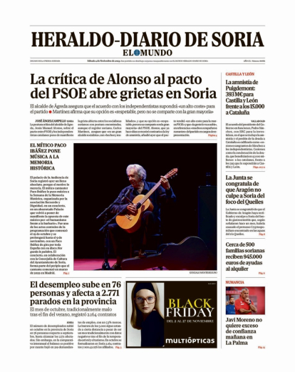 Portada de Heraldo-Diario de Soria de 4 de noviembre de 2023.