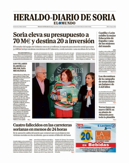 Portada de Heraldo-Diario de Soria de 6 de diciembre de 2023