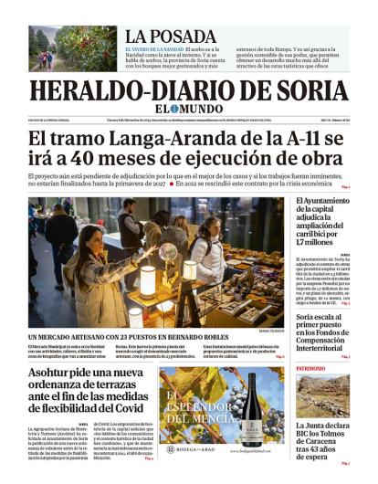 Portada de Heraldo-Diario de Soria del 8 de diciembre de 2023.