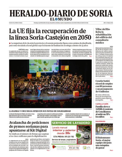 Portada de Heraldo Diario de Soria del 24 de diciembre de 2023