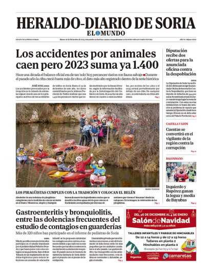 Portada de Heraldo Diario de Soria del 26 de diciembre de 2023
