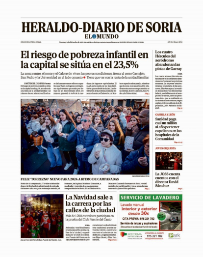 Portada de Heraldo-Diario de Soria de 31 de diciembre de 2023.