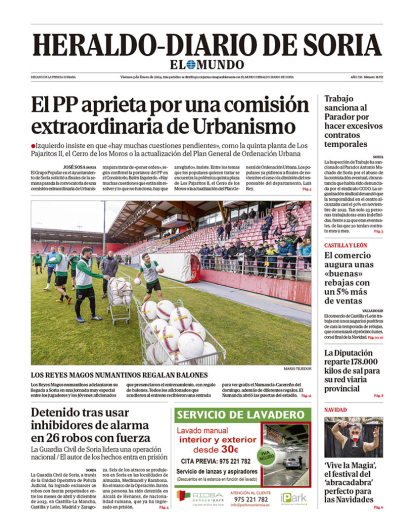 Portada de Heraldo Diario de Soria del 5 de enero de 2024