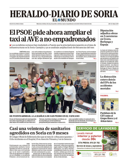 Portada de Heraldo Diario de Soria del 10 de enero de 2024.