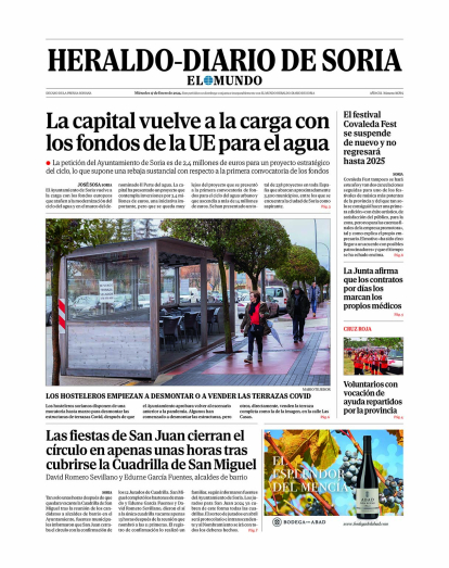 Portada de Heraldo Diario de Soria del 17 de enero de 2024.