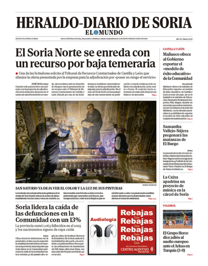Portada de Heraldo Diario de Soria del 18 de enero de 2024