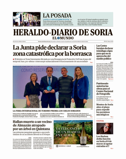 Portada de Heraldo-Diario de Soria de 26 de enero de 2024