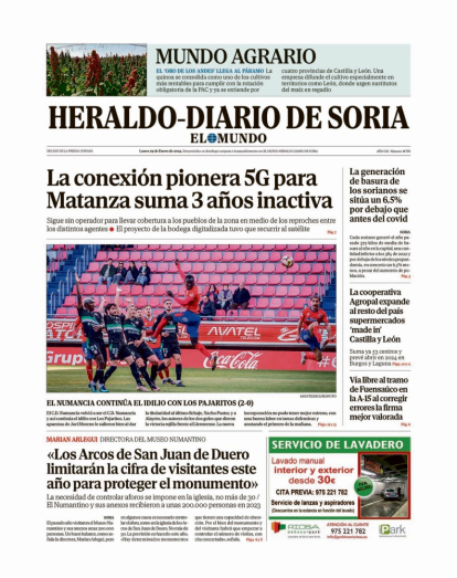 Portada de Heraldo-Diario de Soria de 29 de enero de 2024
