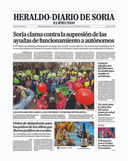 Portada de Heraldo Diario de Soria del 31 de enero de 2024.