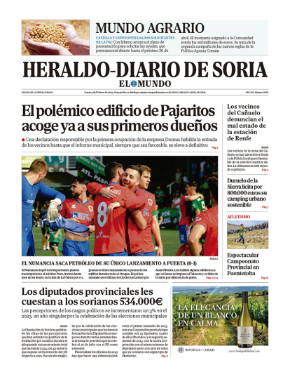 Portada de Heraldo Diario de Soria del 5 de febrero de 2024