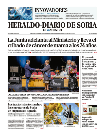 Portada de Heraldo-Diario de Soria de 6 de febrero de 2024.