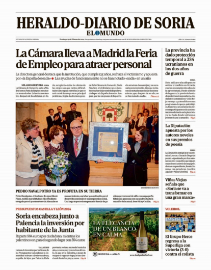 Portada de Heraldo-Diario de Soria de 25 de febrero de 2024.
