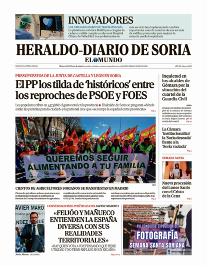Portada de Heraldo-Diario de Soria de 27 de febrero de 2024.