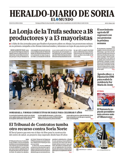 Portada de Heraldo Diario de Soria de este domingo 3 de marzo de 2024.