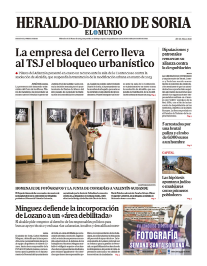Portada de Heraldo Diario de Soria del 6 de marzo de 2024