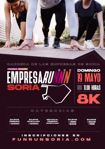 Cartel de la Carrera de Empresa que se celebrará en Soria el 19 de mayo.