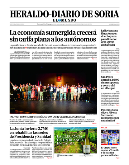 Portada de Heraldo-Diario de Soria de 7 de abril de 2024.