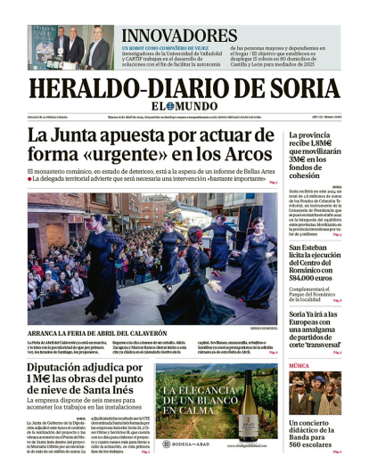 Portada de Heraldo Diario de Soria del 16 de abril de 2024.