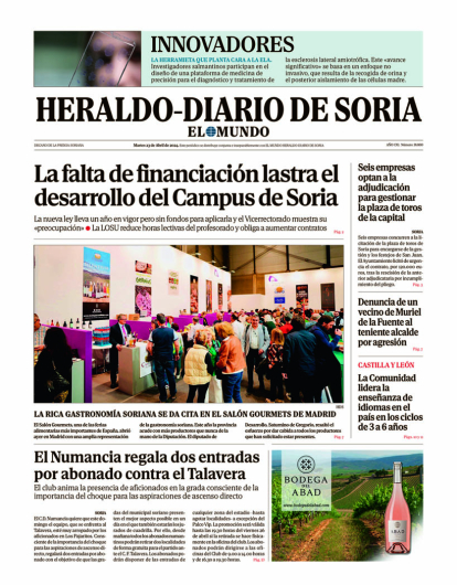 Portada de Heraldo-Diario de Soria de 23 de abril de 2024.