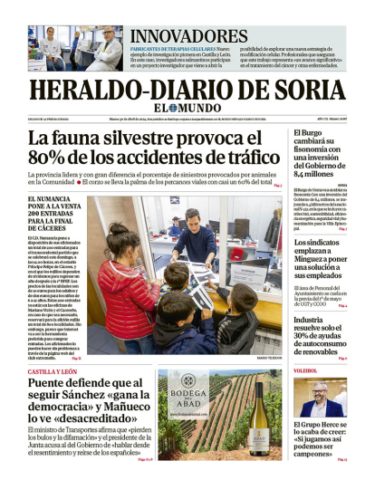 Portada de Heraldo-Diario de Soria de 30 de abril de 2024.