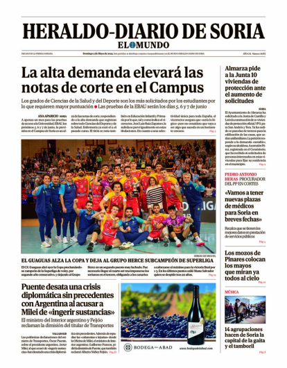 Portada de Heraldo-Diario de Soria de 5 de mayo de 2024.