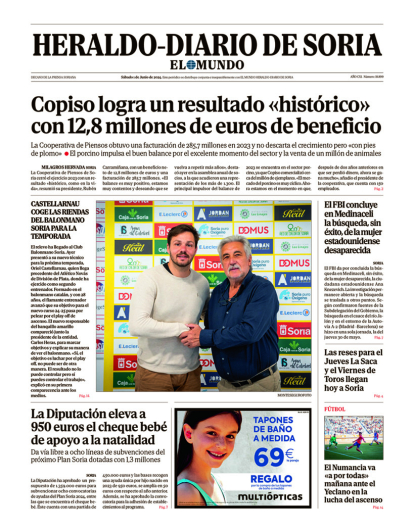 Portada de Heraldo-Diario de Soria de 1 de junio de 2024.