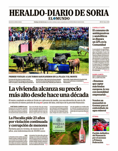 Portada de Heraldo-Diario de Soria de 2 de junio de 2024.