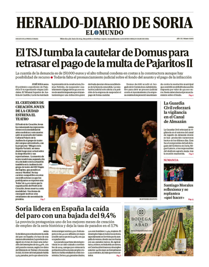 Portada de Heraldo Diario de Soria del 5 de junio de 2024.