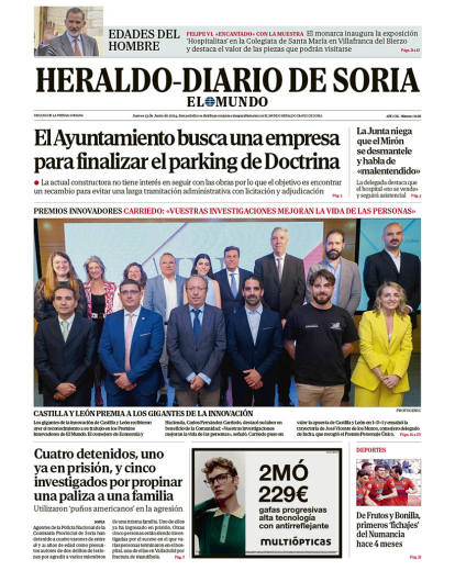 Portada de Heraldo Diario de Soria del 13 de junio de 2024.